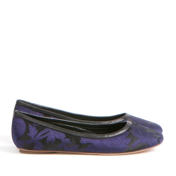 Purple Jacquard & Leather Loafers Handmade - Picture 1 of 15
